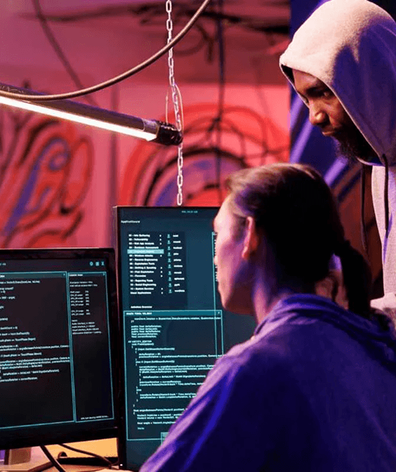 Cybersecurity professionals working